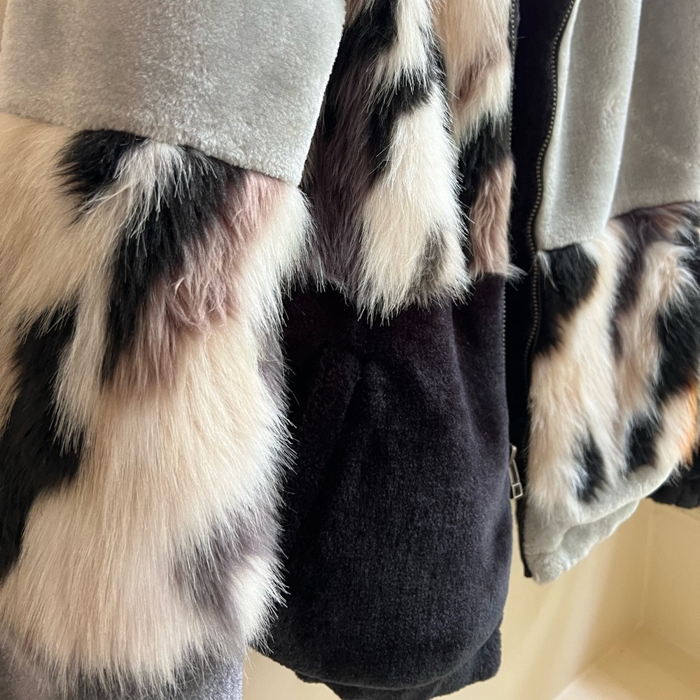 Oversized Patchwork Furry Jacket - image 2